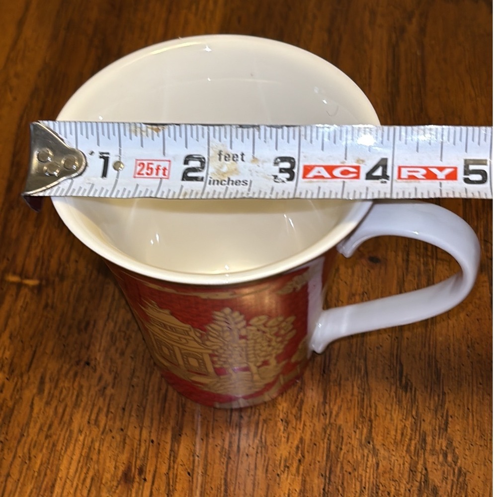 Forbidden‎ City Pagoda Chinoiserie Gold Red Fine China Mugs Set of 3 - Picture 8 of 9